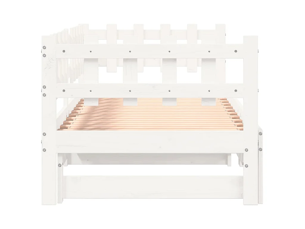 Slaapbank uitschuifbaar massief grenenhout wit 2x(90x200) cm