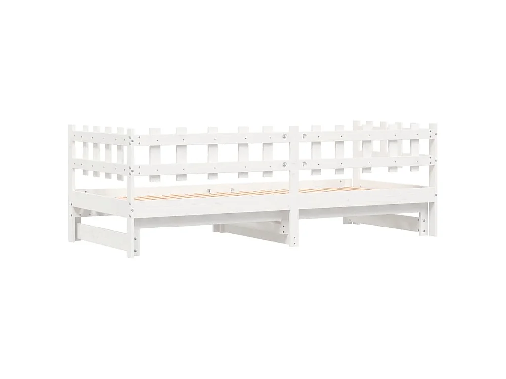 Slaapbank uitschuifbaar massief grenenhout wit 2x(90x200) cm