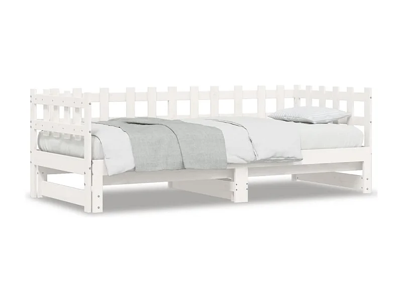 Lit coulissant sans matelas blanc 2x(90x200) cm bois massif