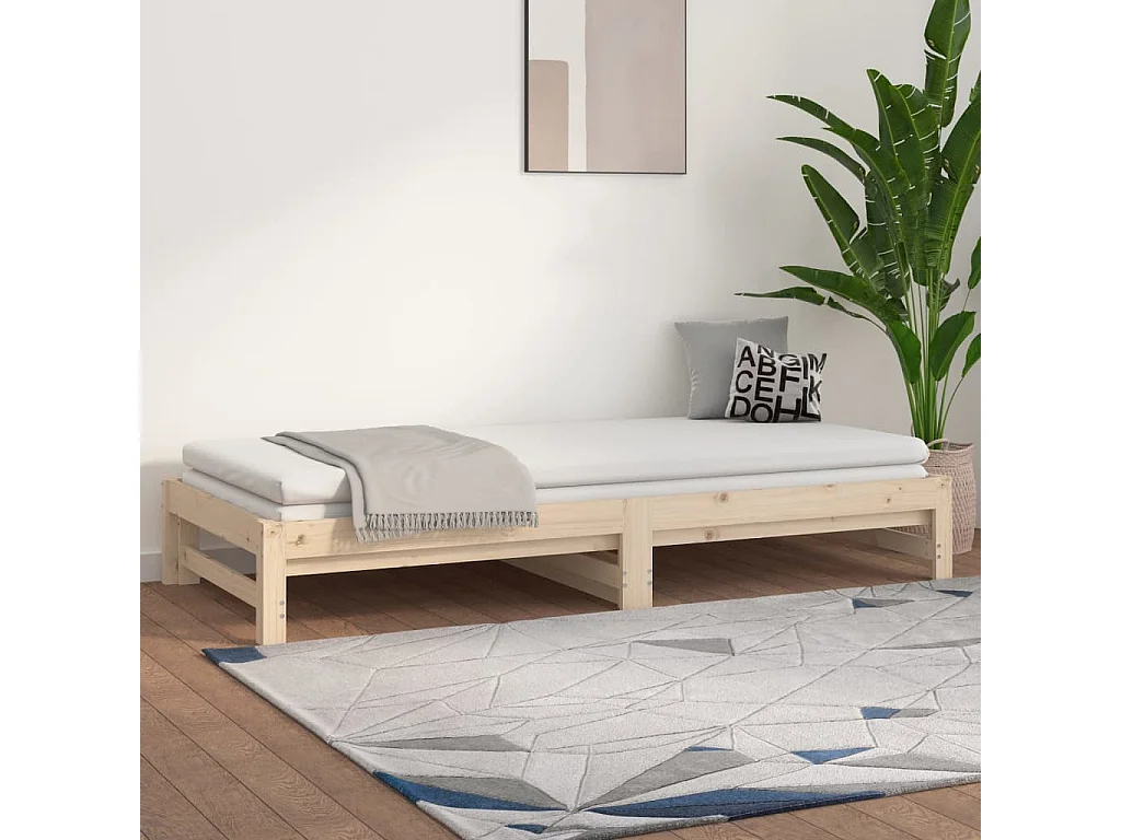 Dormeuse Estraibile 2x(90x200) cm Legno Massello di Pino