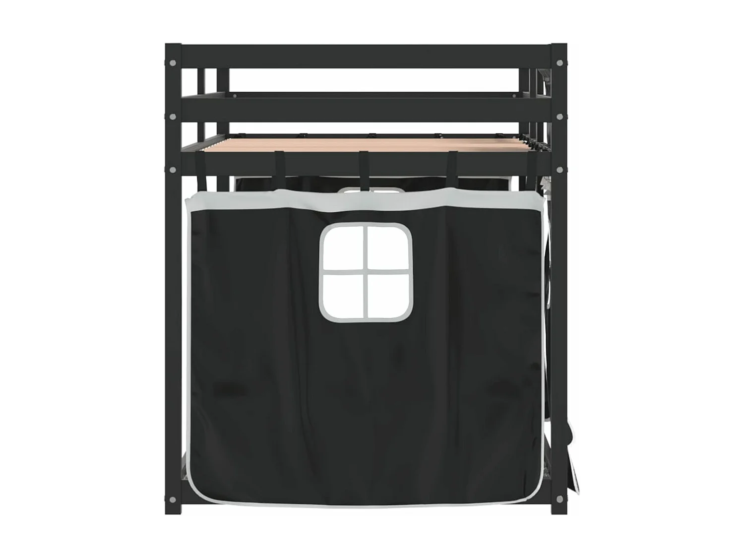 Stapelbed met gordijnen 90x190 cm grenenhout wit en zwart