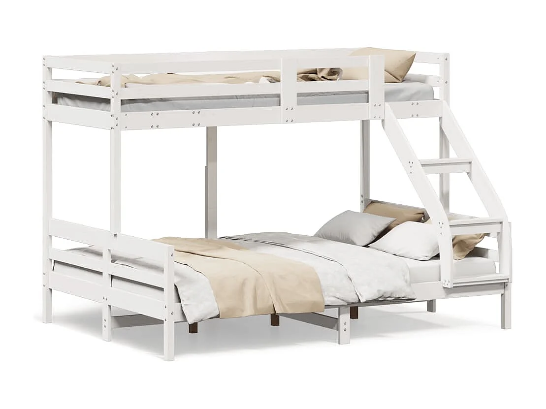Lit superposé sans matelas 80x200/140x200 cm blanc bois massif