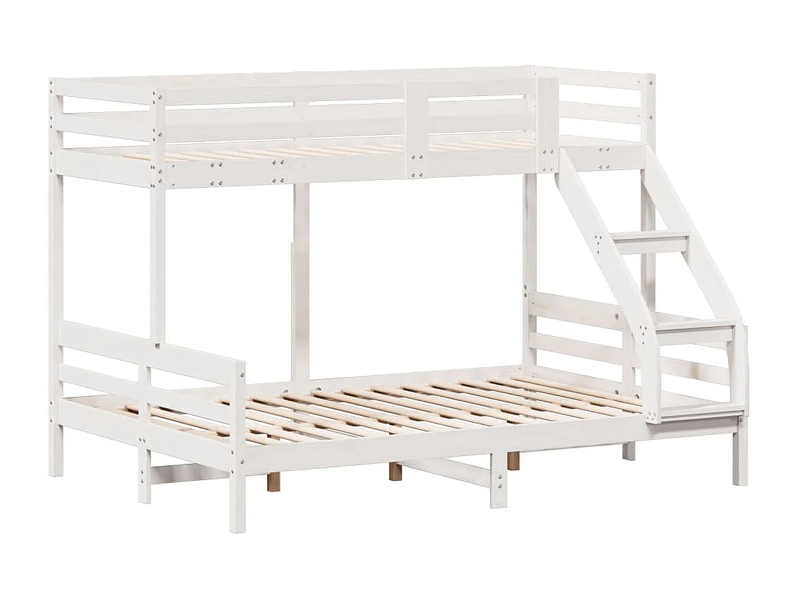 Lit superposé sans matelas 80x200/140x200 cm blanc bois massif
