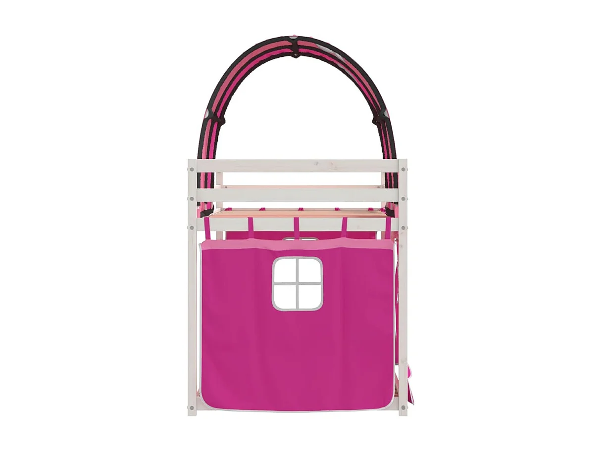 Letto a Castello senza Materasso Rosa 90x200 cm Legno di Pino