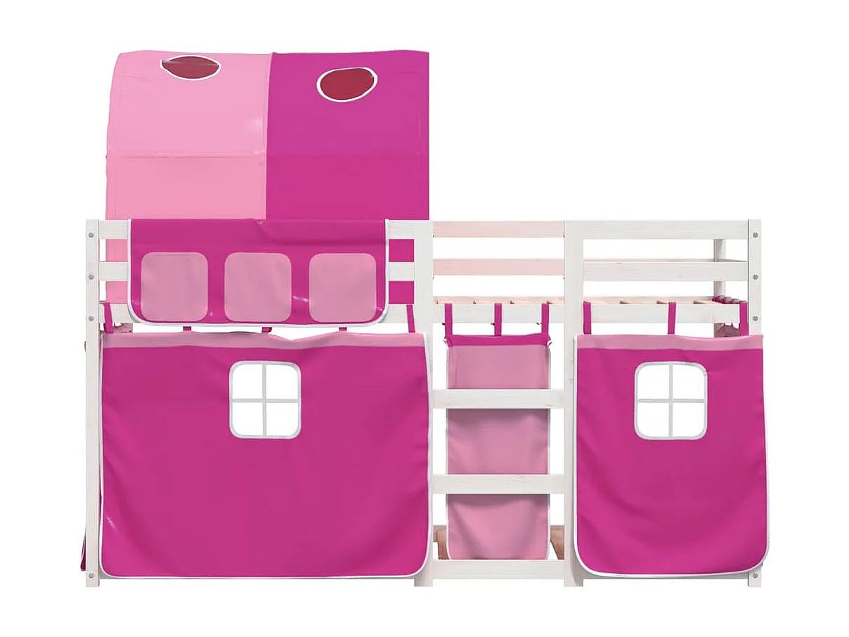 Letto a Castello senza Materasso Rosa 90x200 cm Legno di Pino