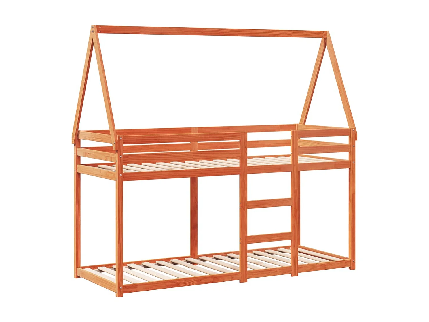 Cama litera con techo madera maciza pino marrón cera 75x190 cm