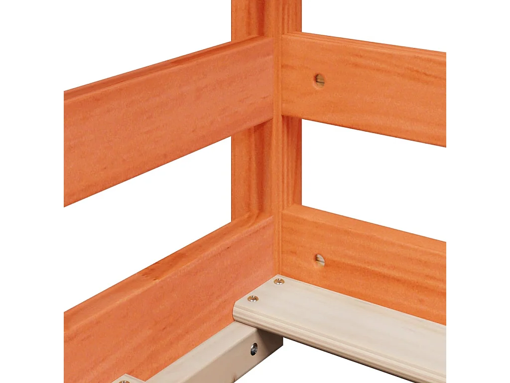 Cama litera con techo madera maciza pino marrón cera 75x190 cm