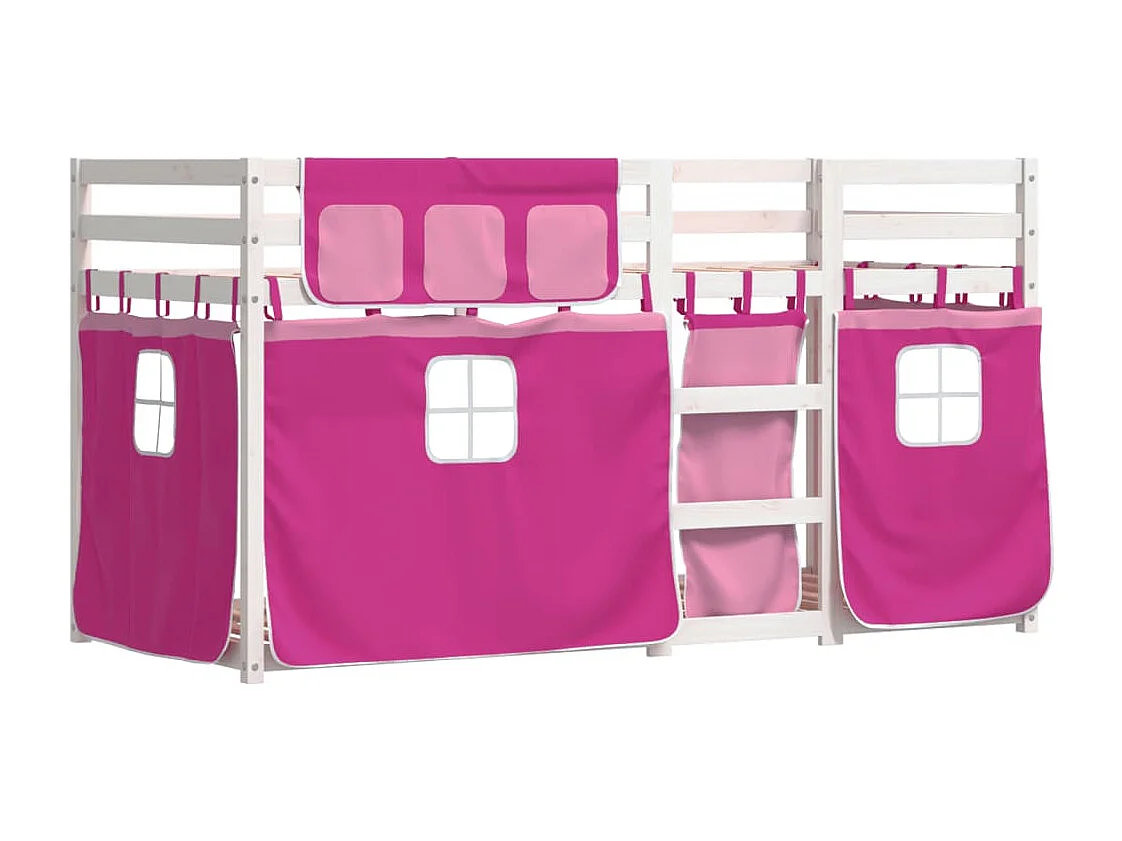 Lit superposé sans matelas rose 75x190 cm bois de pin massif