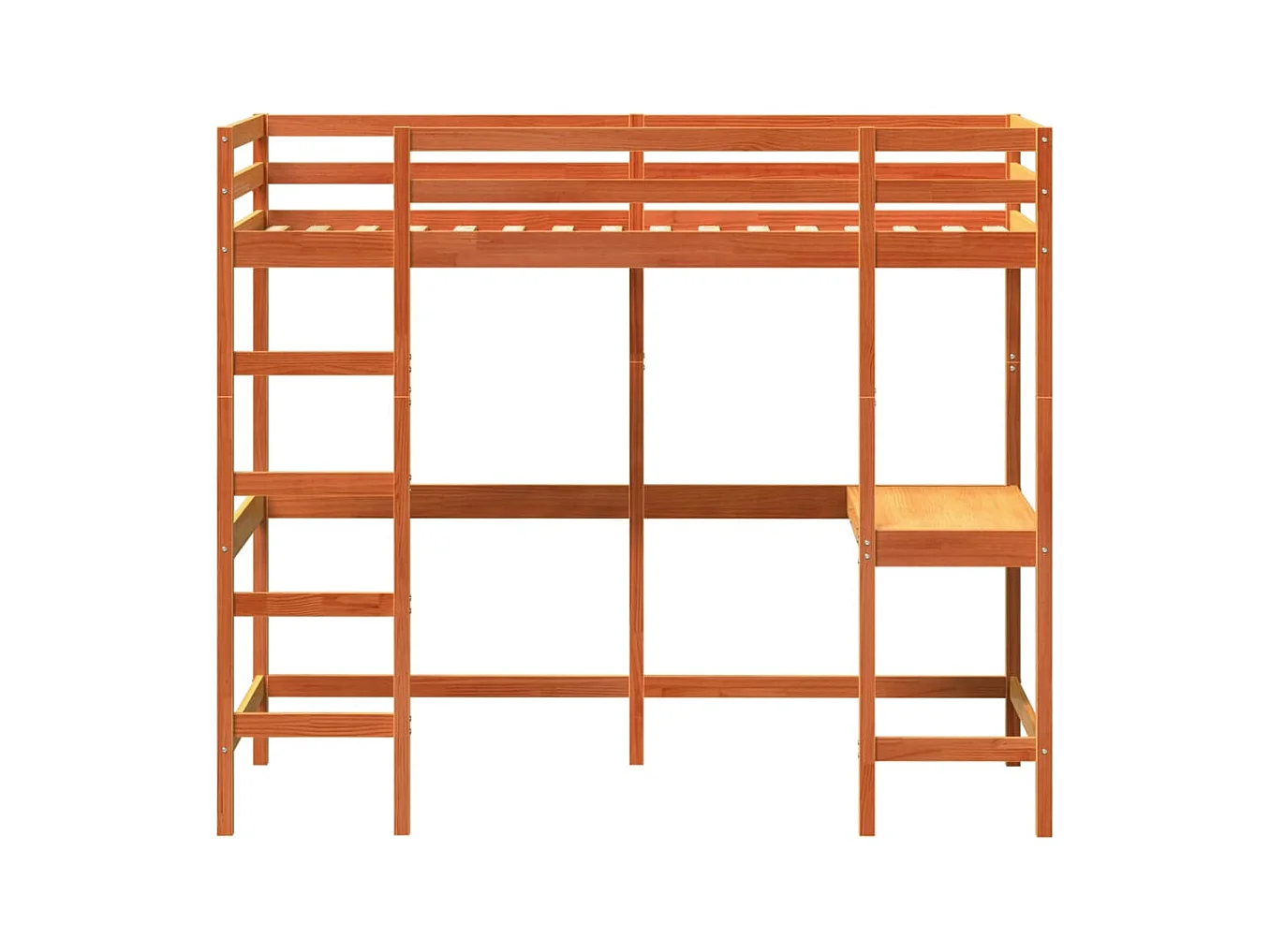 Letto Soppalco con Scrivania Marrone Cera 90x190 cm Legno Pino