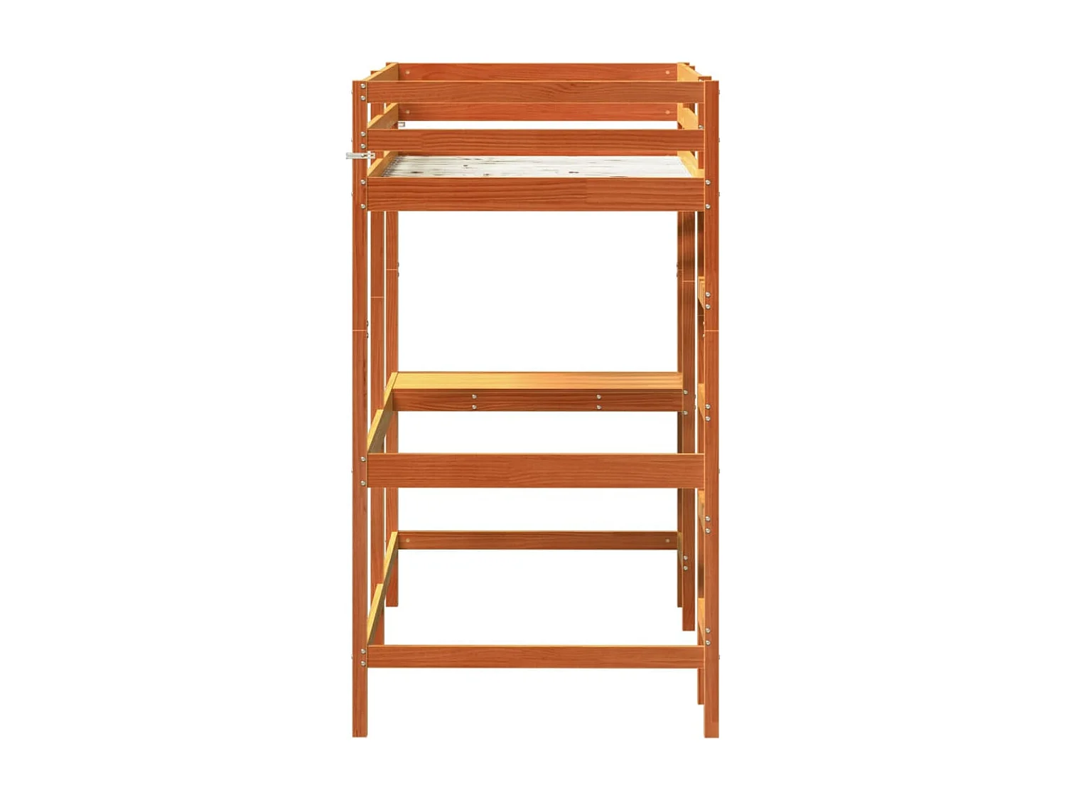 Letto Soppalco con Scrivania Marrone Cera 90x190 cm Legno Pino