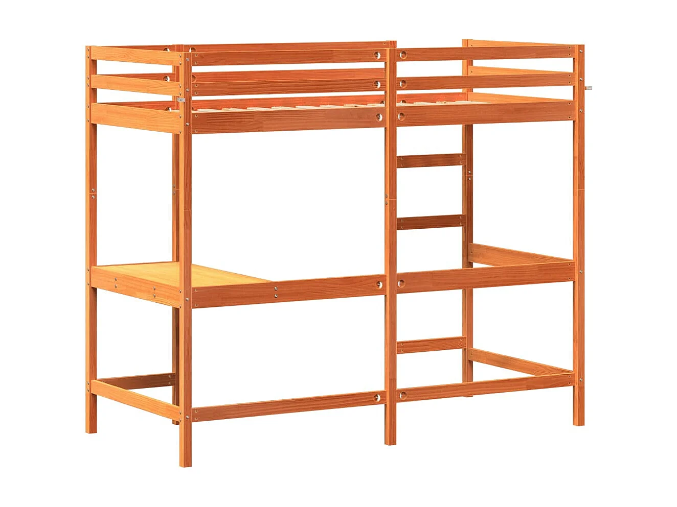 Letto Soppalco con Scrivania Marrone Cera 90x190 cm Legno Pino