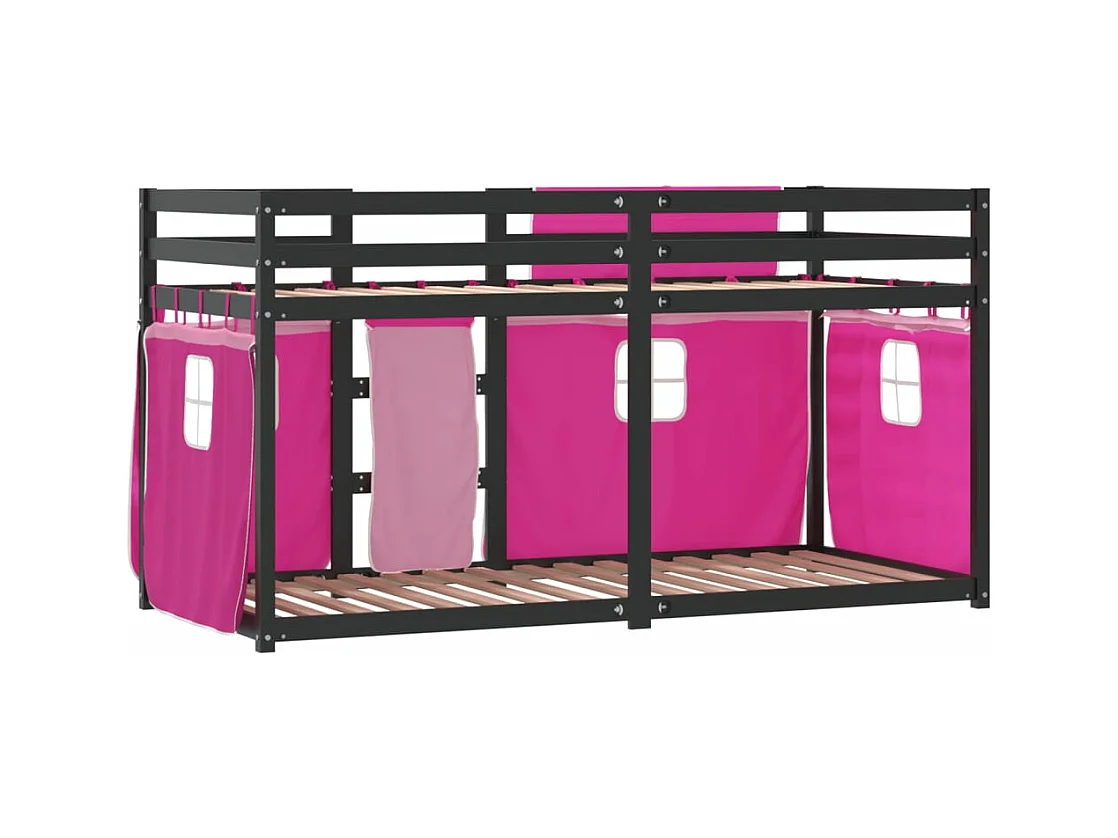 Lit superposé sans matelas rose 90x190 cm bois de pin massif