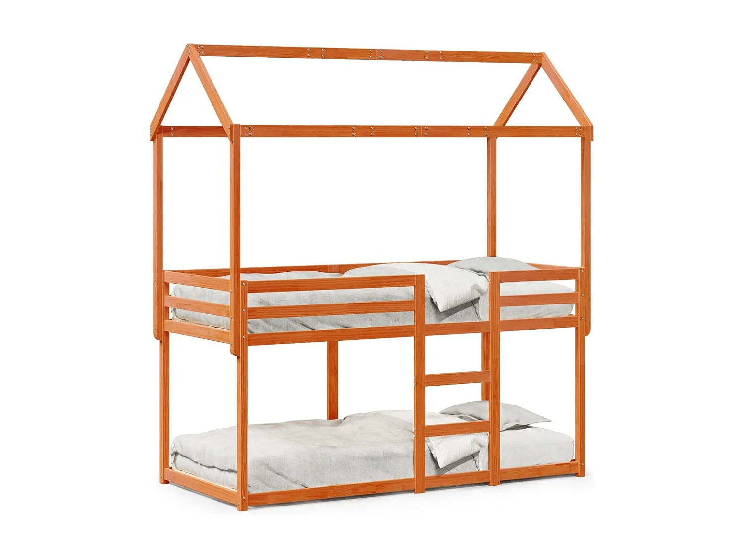 Letto a Castello con Tetto Cera 80x200 cm Legno Massello Pino