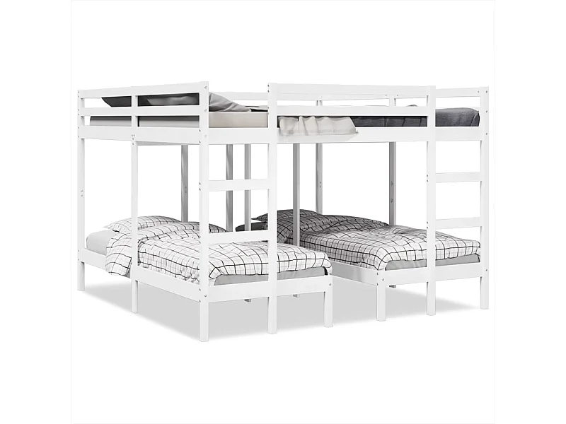 Stapelbed 3-voudig grenenhout wit 140x200/70x140 cm