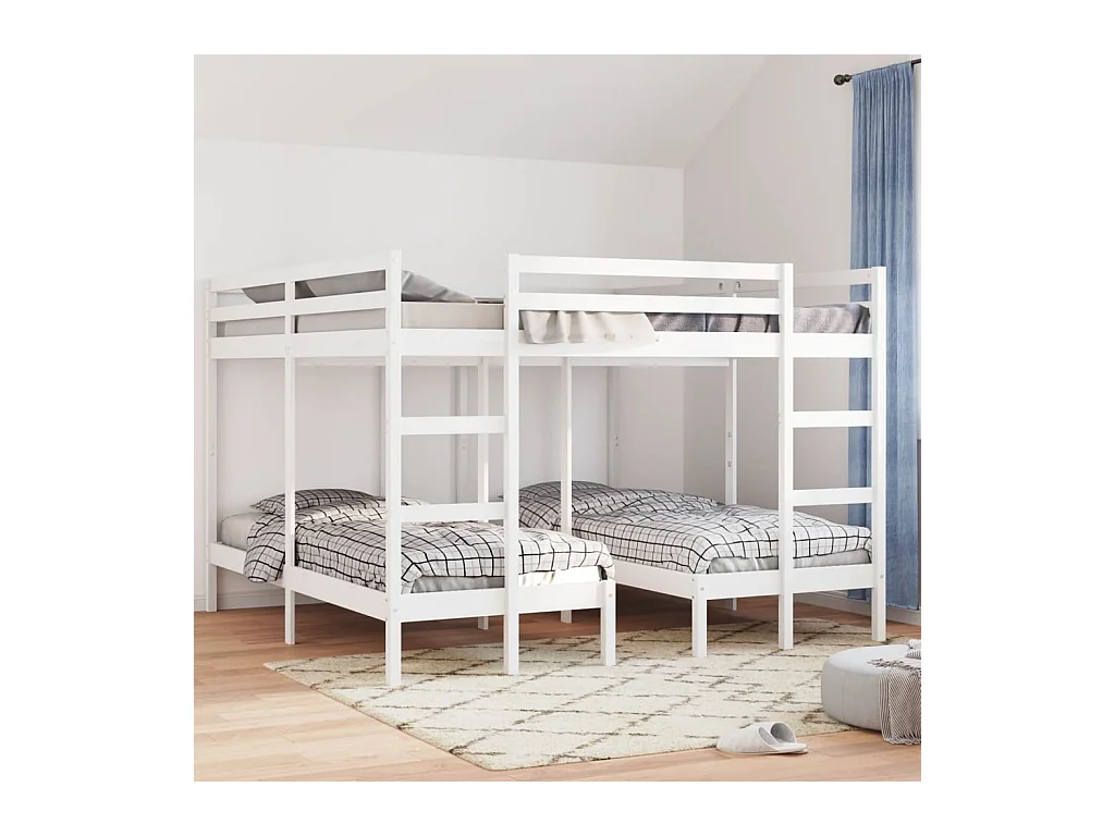 Stapelbed 3-voudig grenenhout wit 140x200/70x140 cm