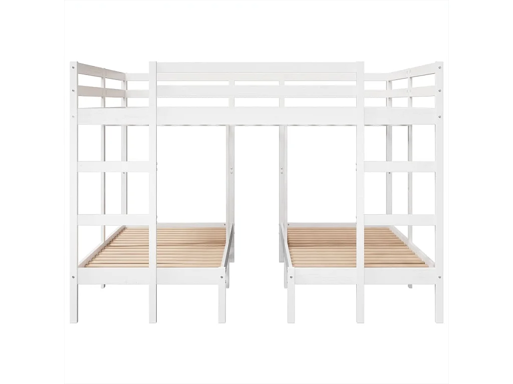 Lit superposé triple blanc 140x200/70x140 cm bois de pin massif