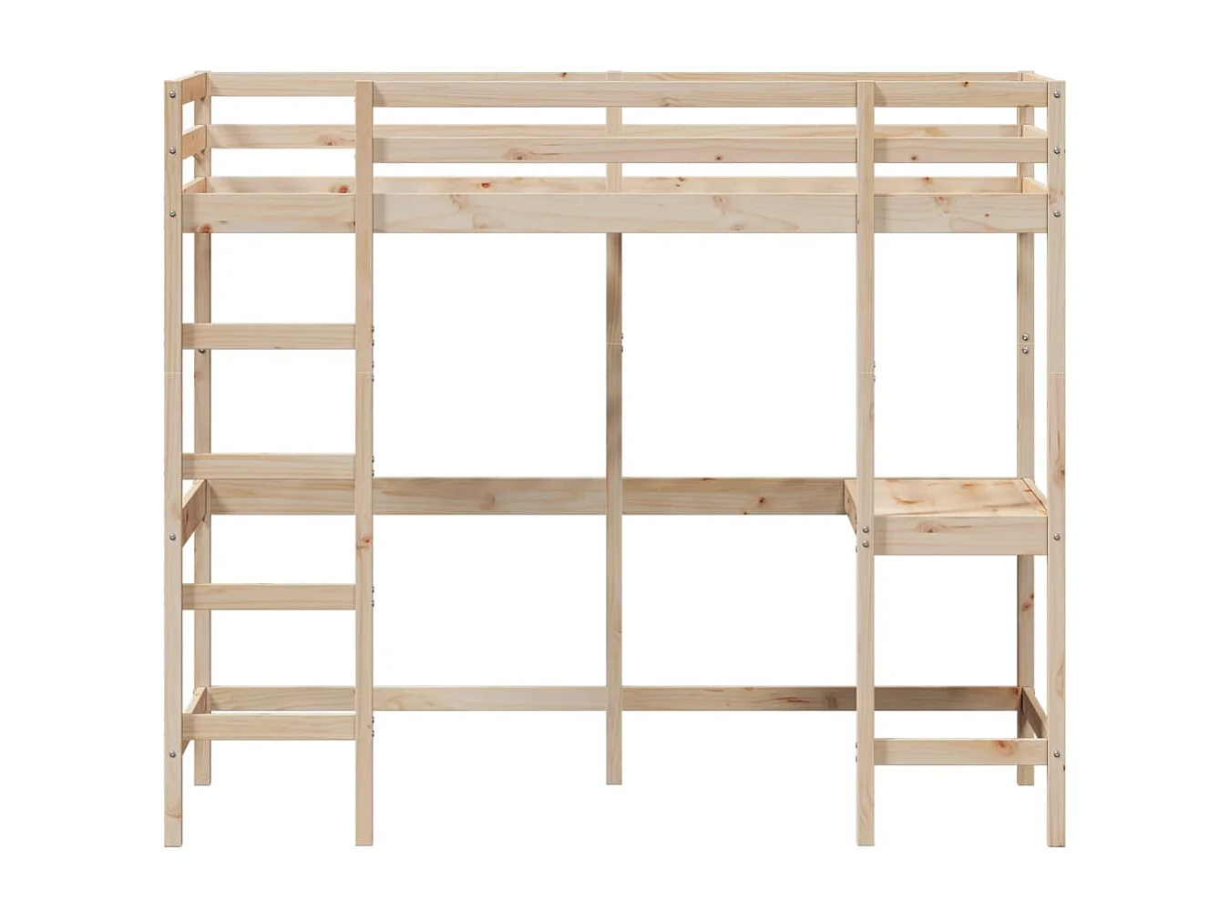 Hochbett mit Schreibtisch 75x190 cm Massivholz Kiefer