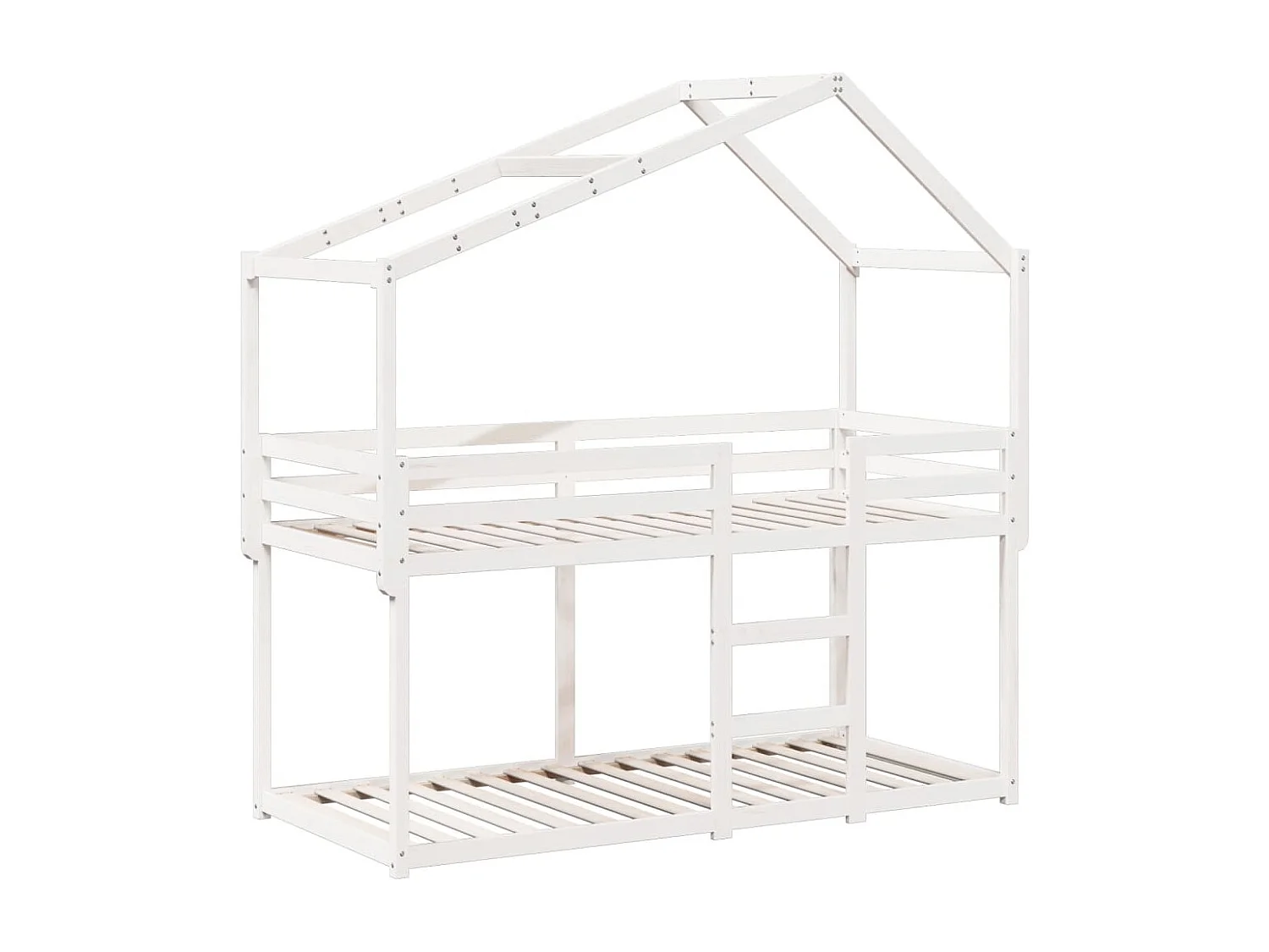 Letto a Castello con Tetto Bianco 90x200 cm in Legno di Pino