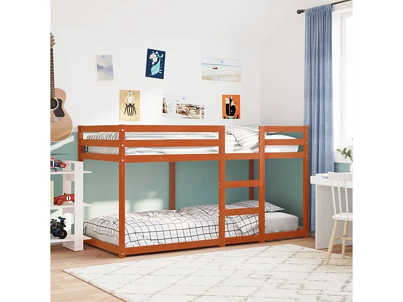 Litera de madera maciza de pino marrón cera 75x190 cm