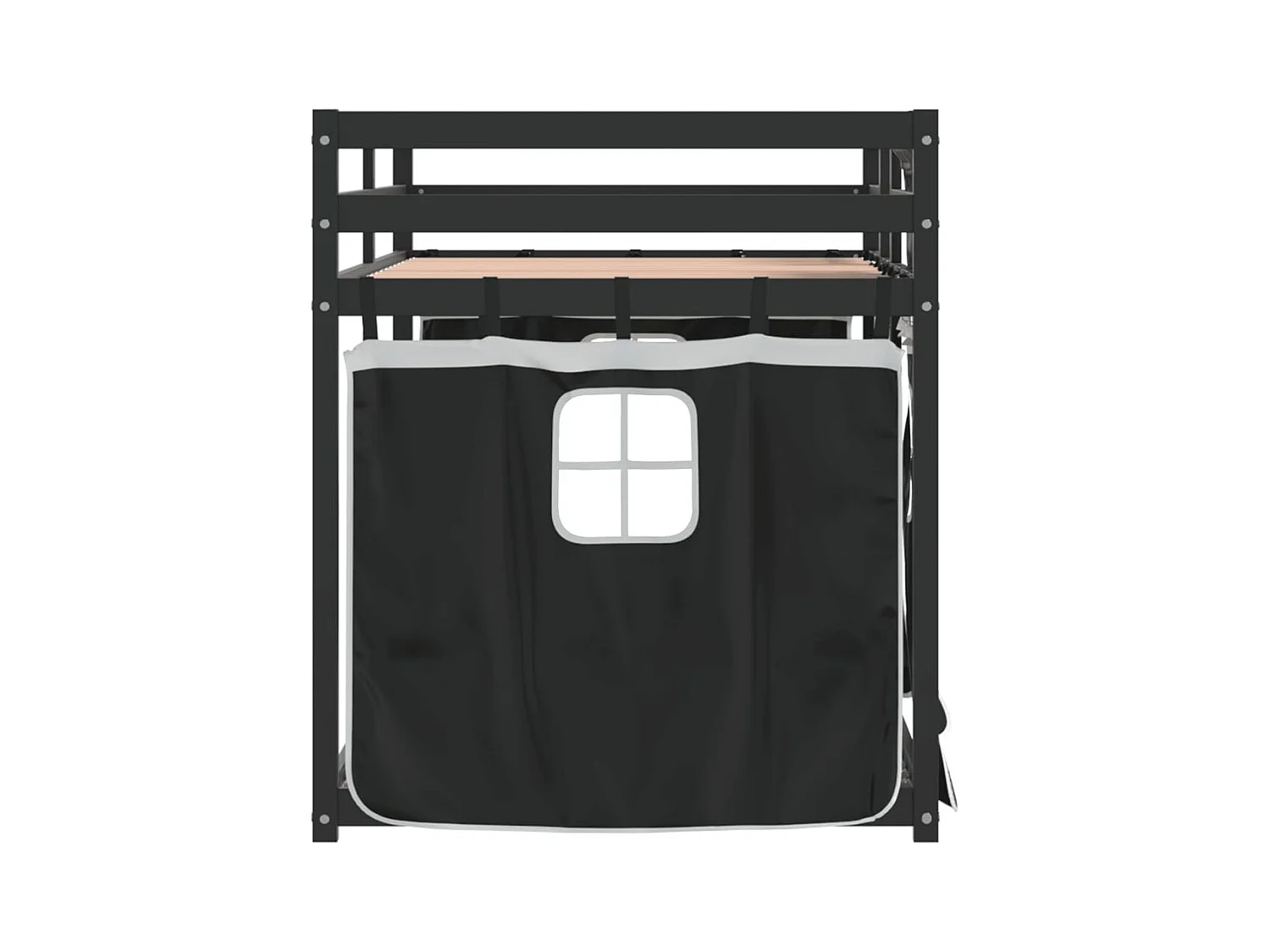 Stapelbed met gordijnen 90x190 cm grenenhout wit en zwart