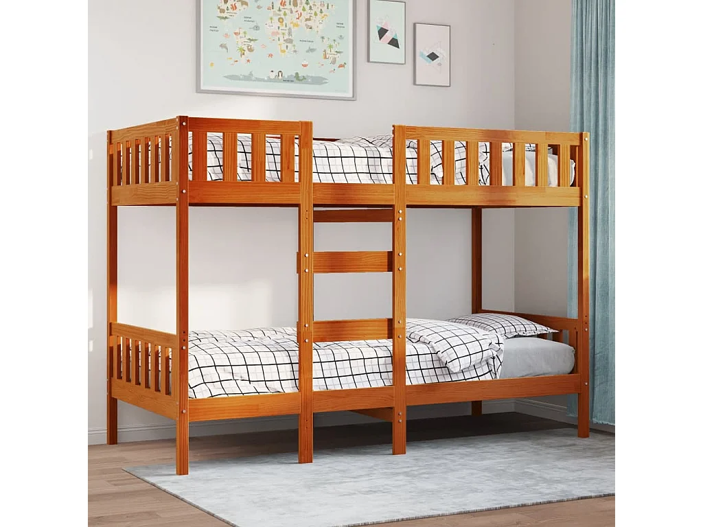 Stapelbed massief grenenhout wasbruin 80x200 cm