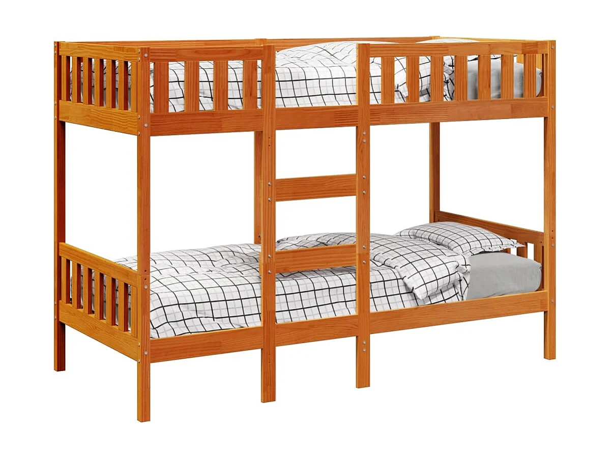 Stapelbed massief grenenhout wasbruin 80x200 cm