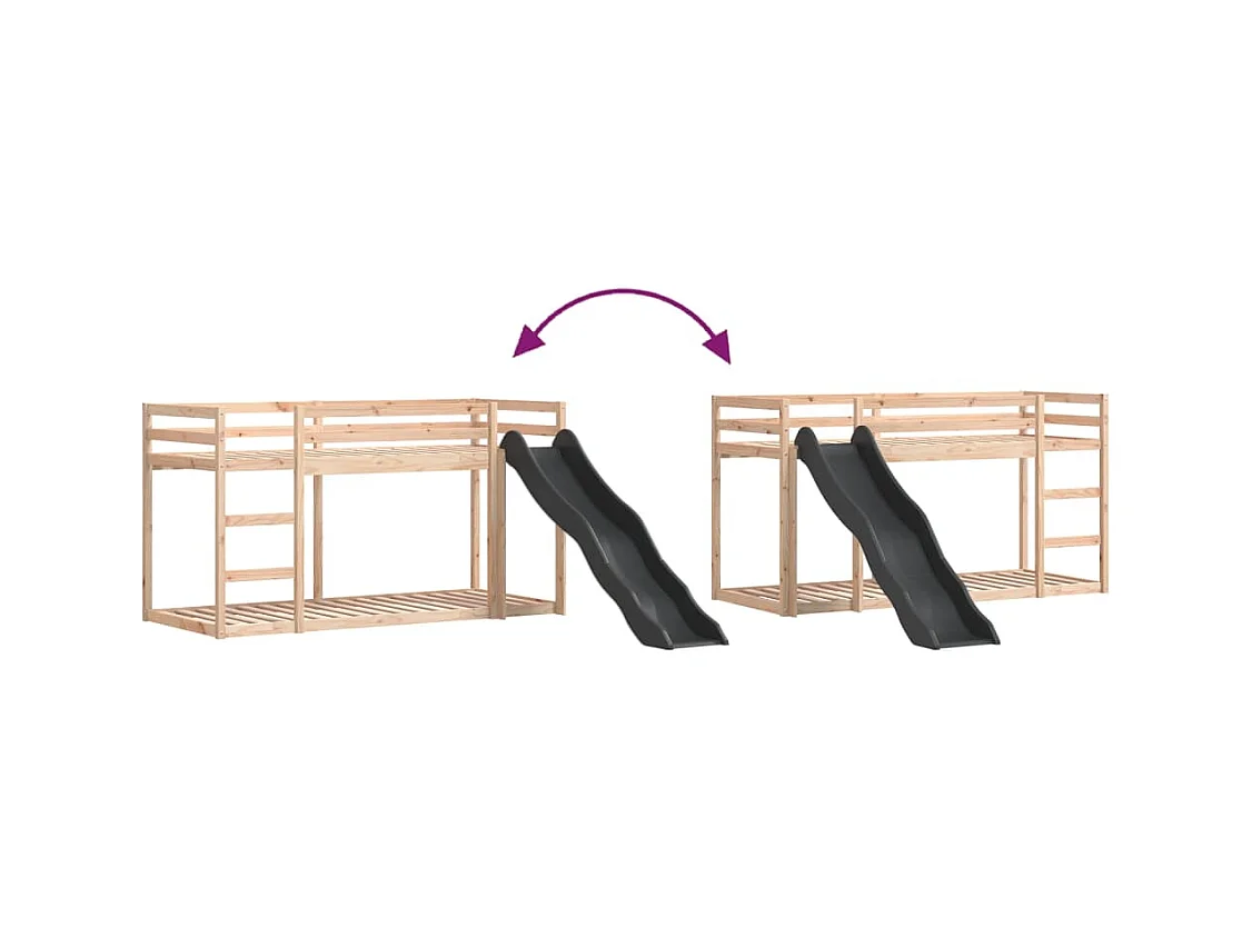 Lit superposé avec toboggan et échelle sans matelas 90x190 cm