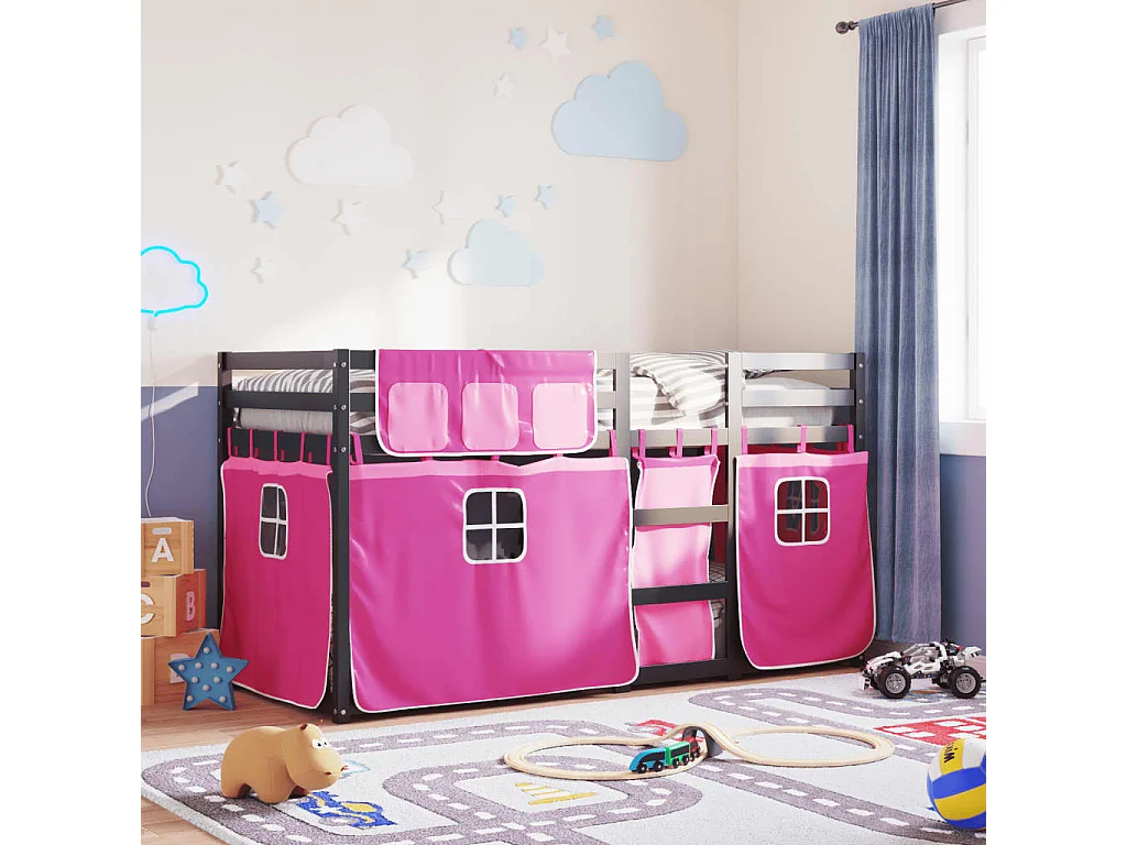 Lit superposé sans matelas rose 90x200 cm bois de pin massif