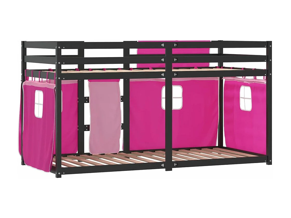 Lit superposé sans matelas rose 90x200 cm bois de pin massif