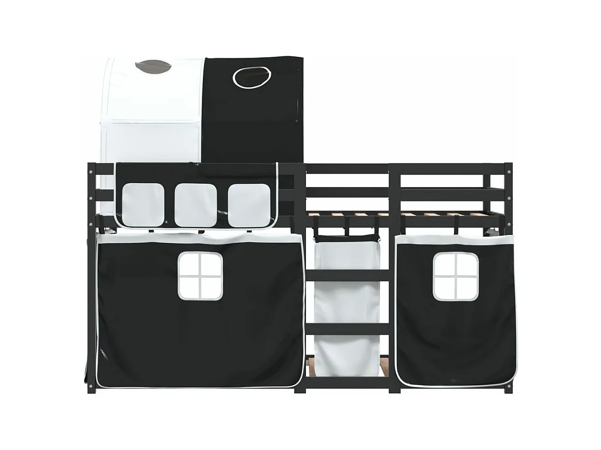 Letto a Castello senza Materasso Bianco e Nero 90x190cm in Pino
