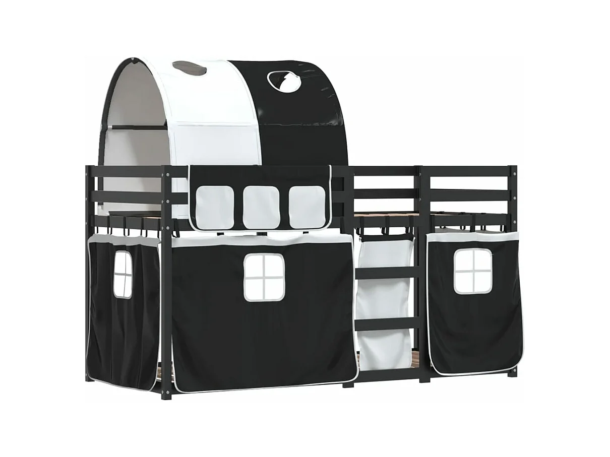 Letto a Castello senza Materasso Bianco e Nero 90x190cm in Pino