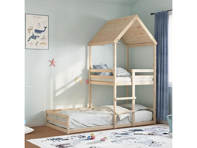 Lit superposé sans matelas 90x190 cm bois de pin massif