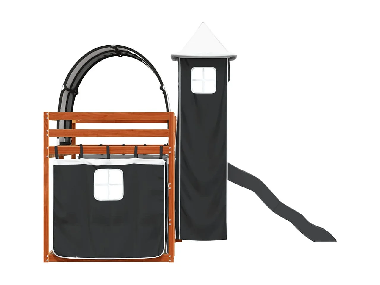 Lit superposé sans matelas avec toboggan blanc noir 90x200 cm