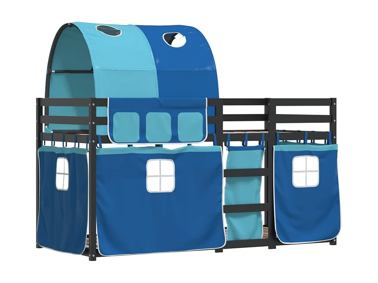 Letto a Castello senza Materasso Blu 90x190cm Massello Pino