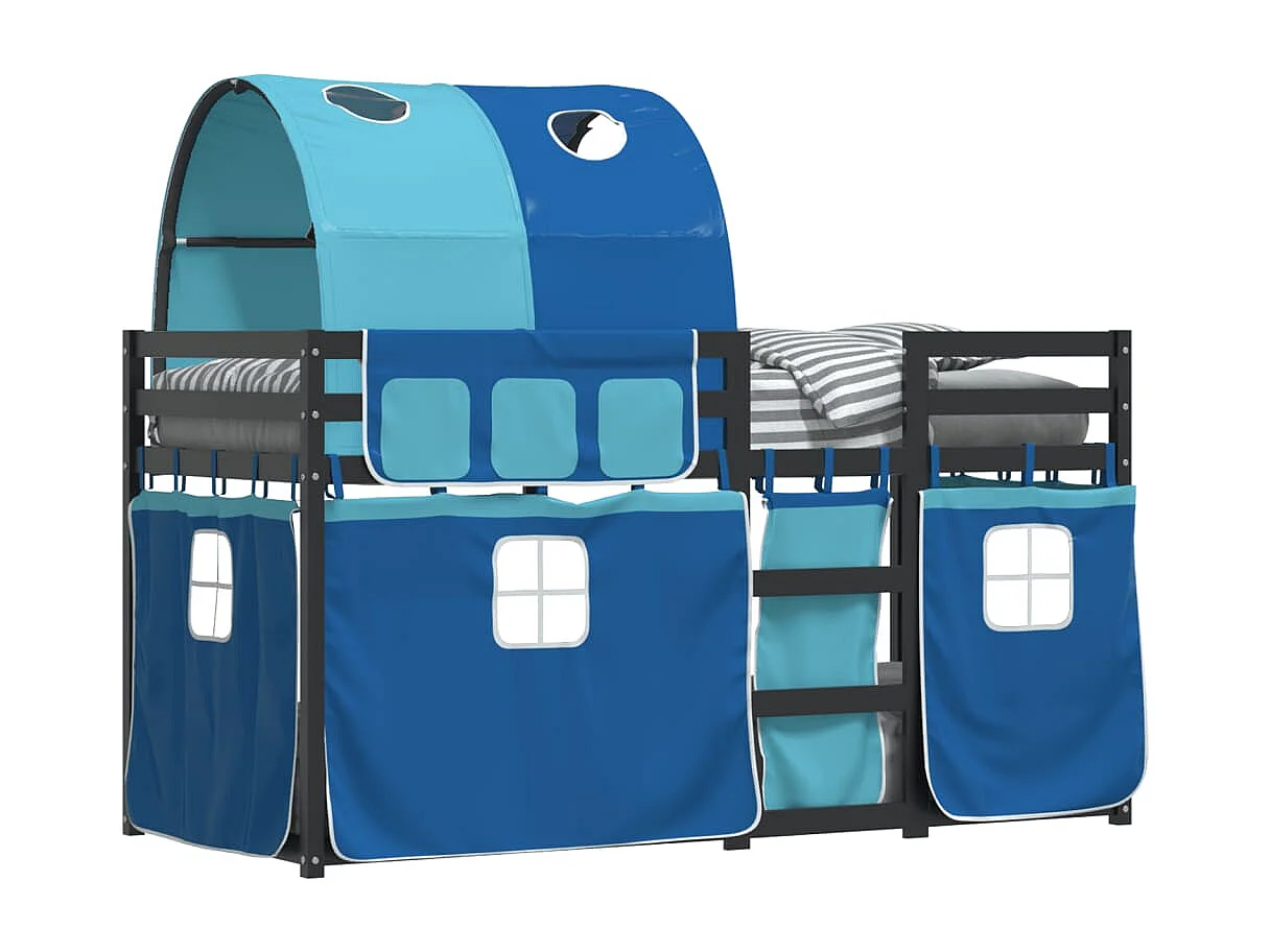 Letto a Castello senza Materasso Blu 90x190cm Massello Pino