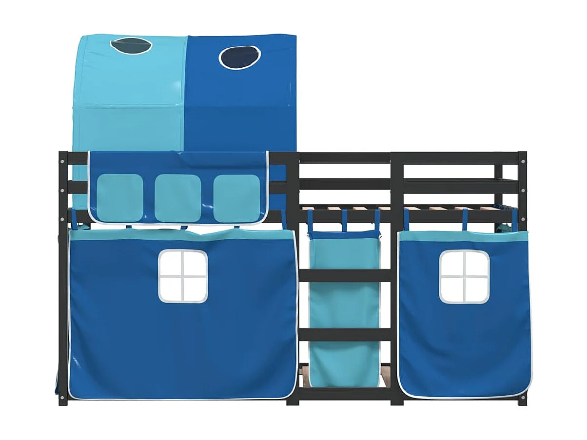 Letto a Castello senza Materasso Blu 90x190cm Massello Pino