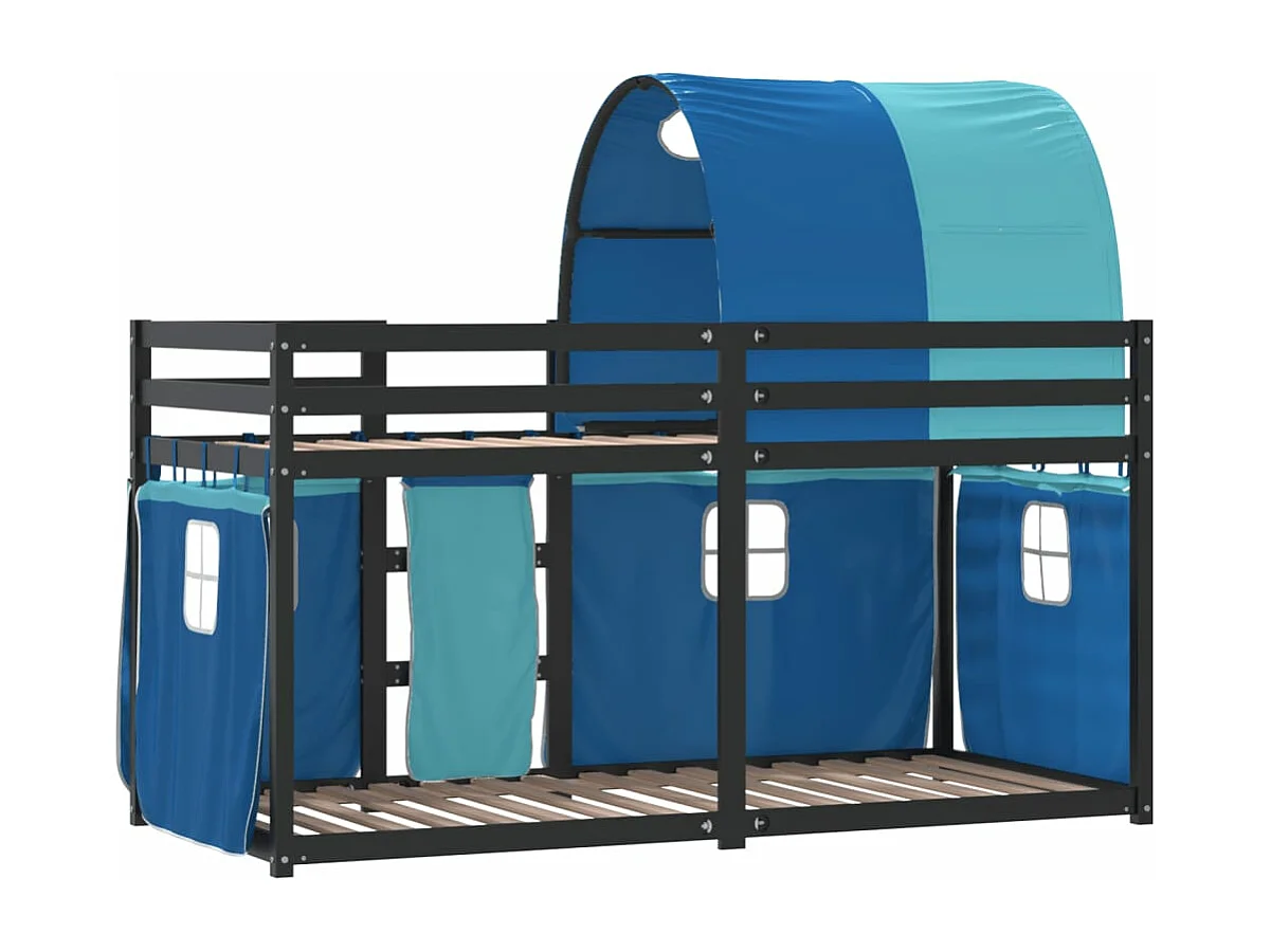 Letto a Castello senza Materasso Blu 90x190cm Massello Pino