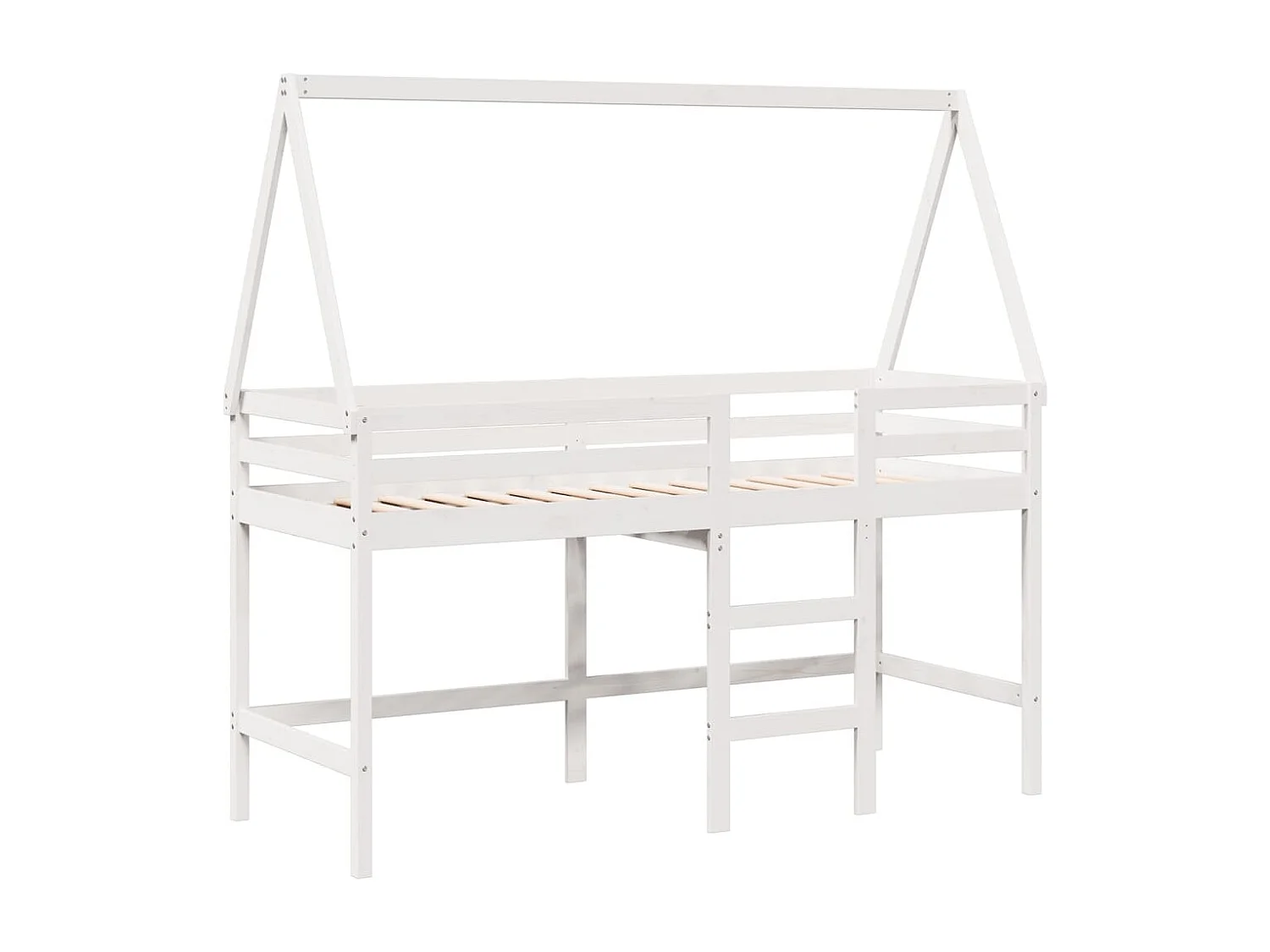 Lit superposé avec échelle et toit sans matelas blanc 80x200 cm