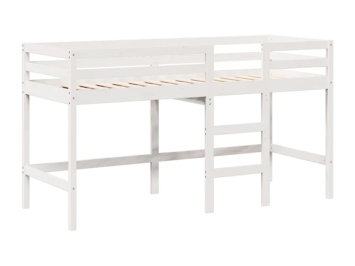 Lit superposé avec échelle et toit sans matelas blanc 80x200 cm