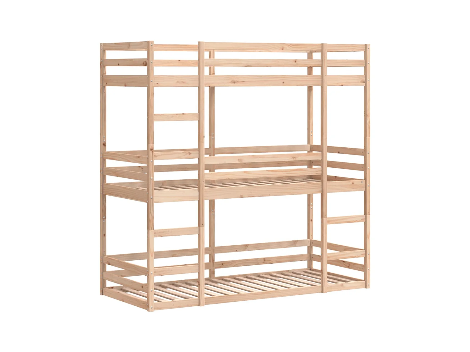 Lit superposé triple sans matelas 90x190 cm bois de pin massif