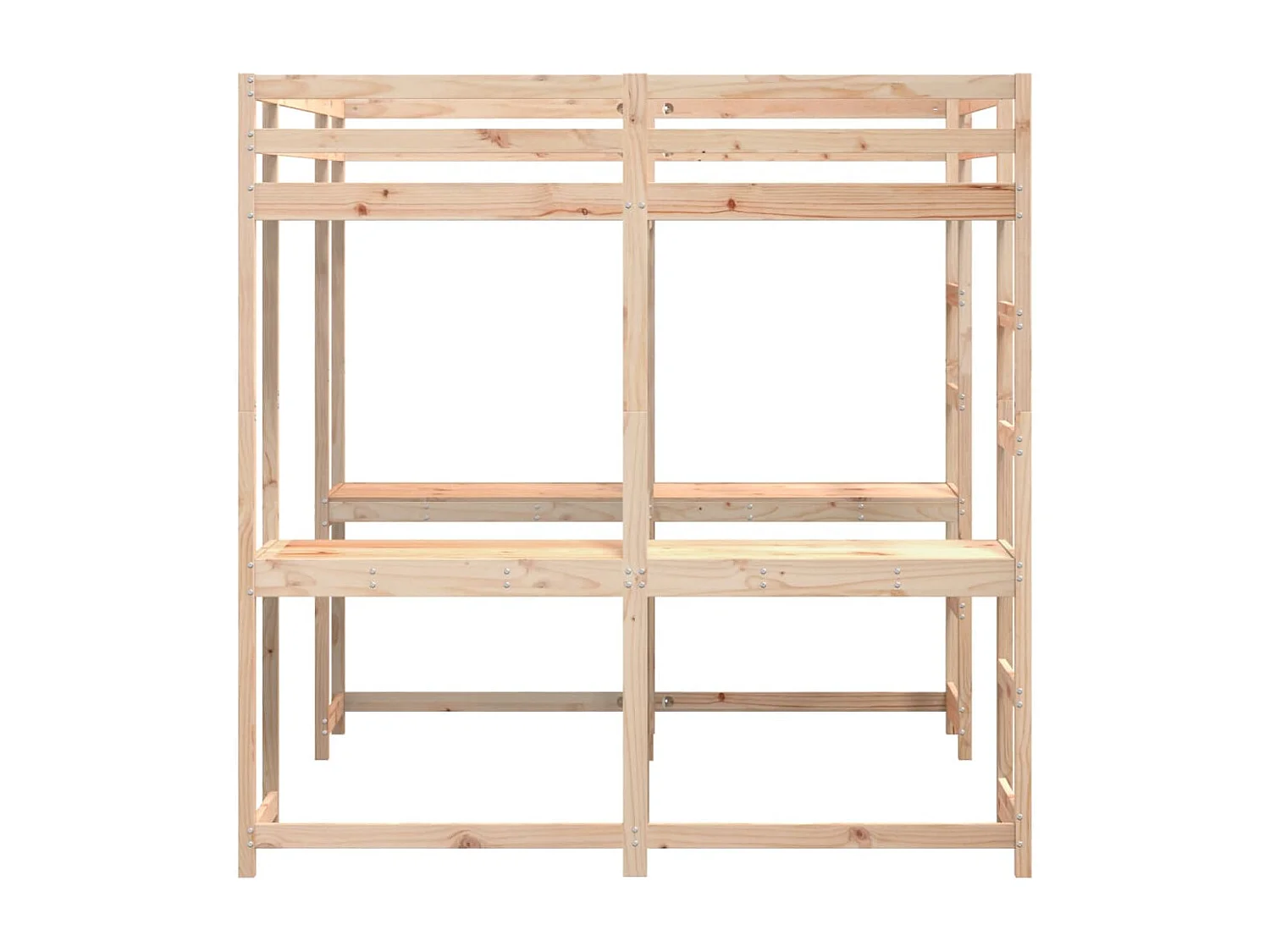 Lit superposé et bureau et échelle 140x200cm bois de pin massif