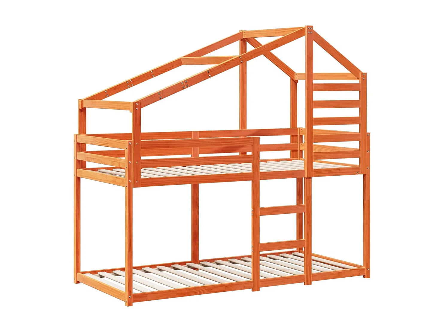 Cama con techo madera maciza pino marrón 90x200 cm