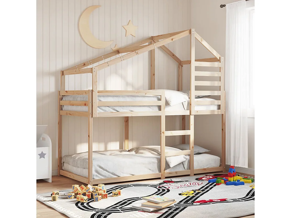 Letto a Castello senza Materasso 90x190 cm Legno di Pino