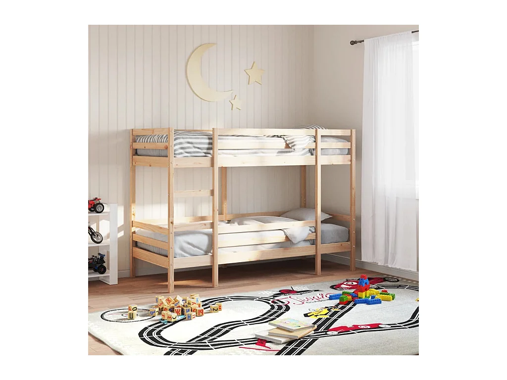 Letto a Castello 75x190 cm in Legno Massello di Pino