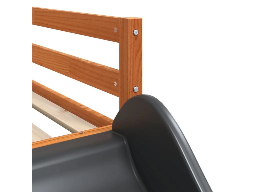 Stapelbed met glijbaan en ladder grenenhout wasbruin 75x190 cm