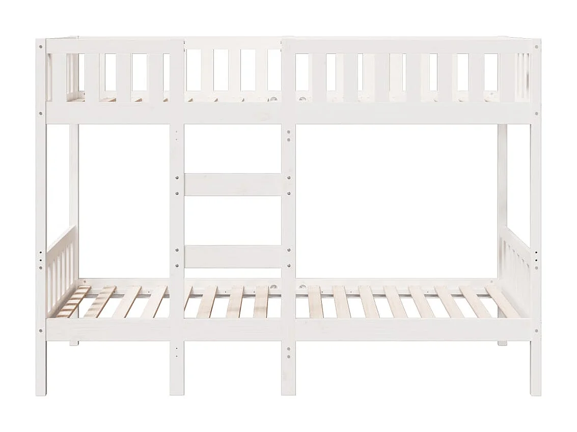 Letto a Castello Bianco 75x190 cm in Legno Massello di Pino