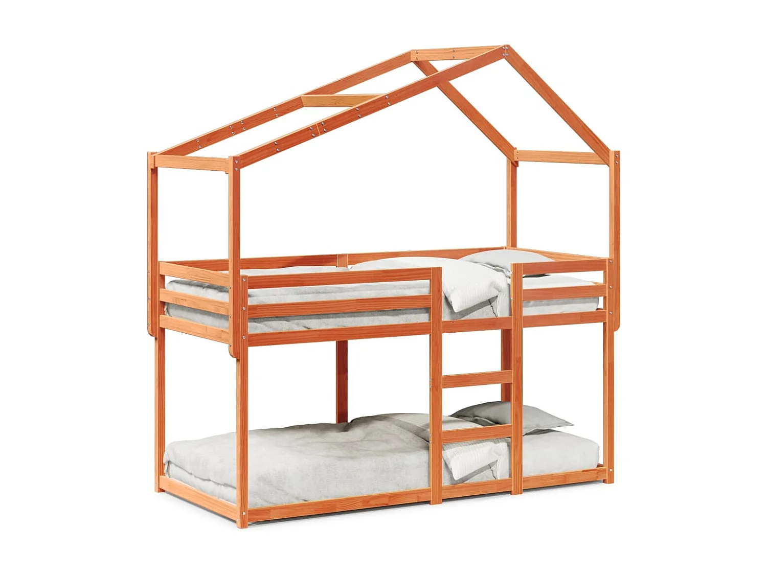 Letto a Castello con Tetto Cera 80x200 cm Legno Massello Pino