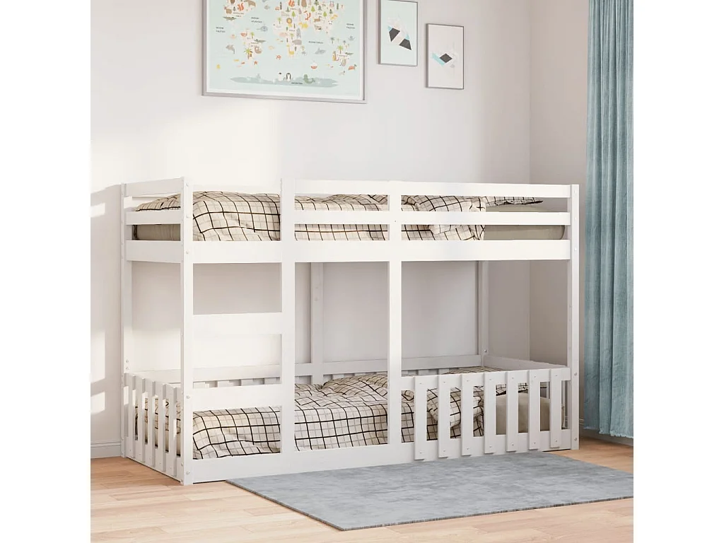 Lit superposé Blanc 75x190 cm Bois de pin massif