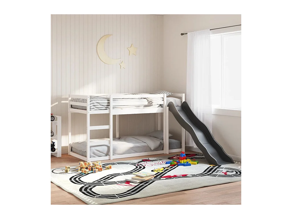 Lit superposé avec toboggan et échelle sans matelas 90x200 cm