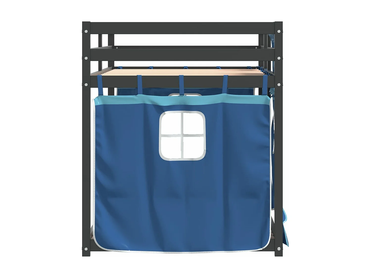 Stapelbed met gordijnen 90x190 cm massief grenenhout blauw